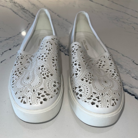 Cole Haan GrandPro GRAND.OS Spectator Laser Cut White Leather Sneakers Sz 11B - Picture 10 of 12